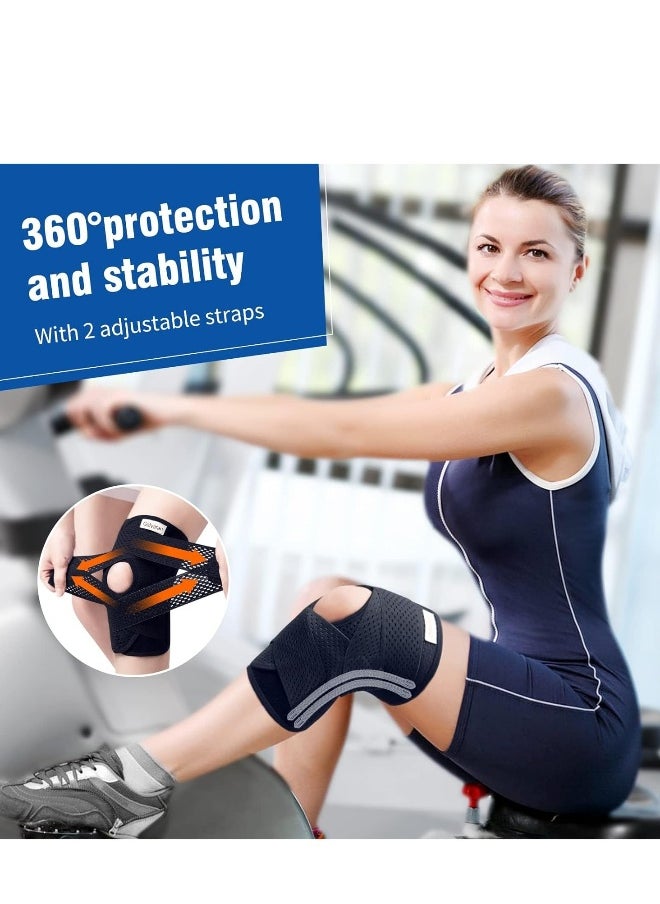 Adjustable Knee Brace with Side Stabilizers and Gel Pads for Meniscus Tear and Knee Pain Relief - Men and Women Knee Support for ACL and MCL Injuries, Sports and Workout - Size Large