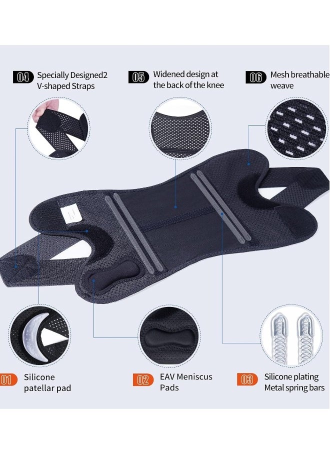 Adjustable Knee Brace with Side Stabilizers and Gel Pads for Meniscus Tear and Knee Pain Relief - Men and Women Knee Support for ACL and MCL Injuries, Sports and Workout - Size Large