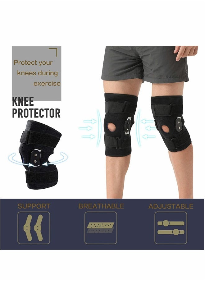 Adjustable Knee Brace with Side Stabilizers for Pain Relief and Comfort for Men and Women