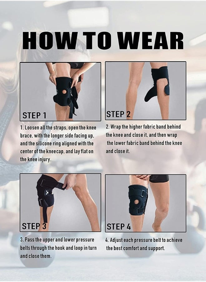 Adjustable Knee Brace with Side Stabilizers for Pain Relief and Comfort for Men and Women