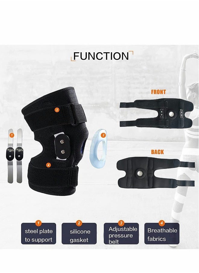 Adjustable Knee Brace with Side Stabilizers for Pain Relief and Comfort for Men and Women