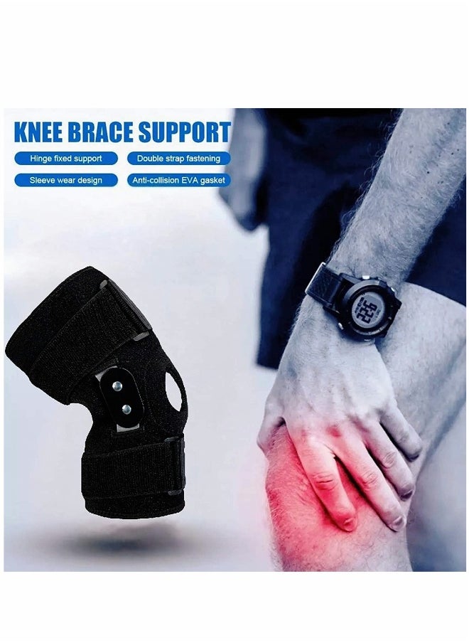 Adjustable Knee Brace with Side Stabilizers for Pain Relief and Comfort for Men and Women