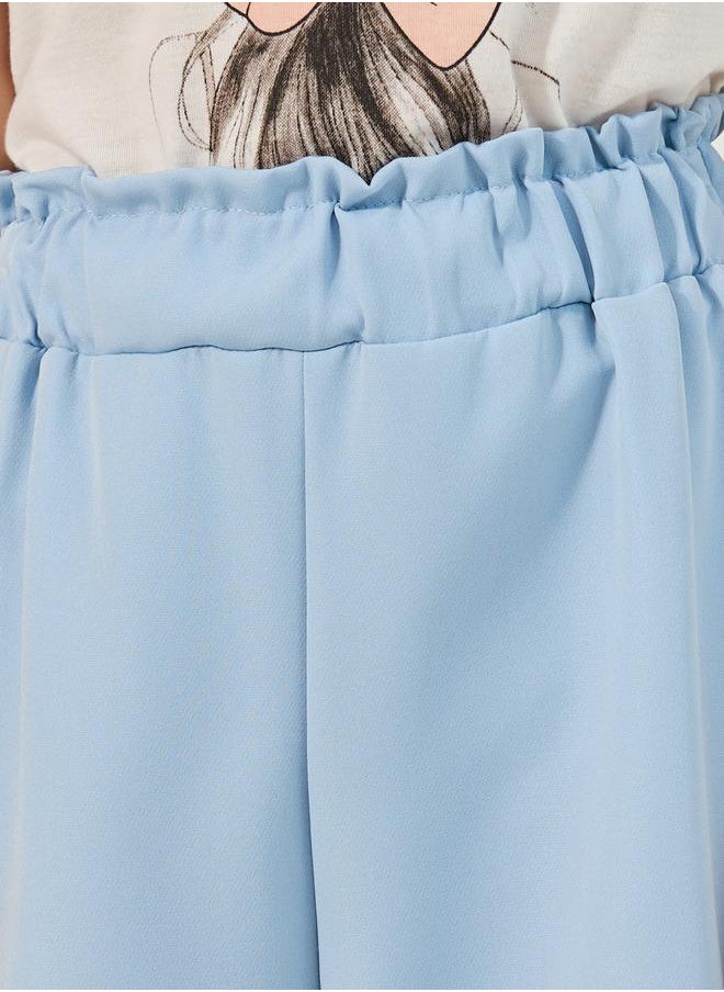 Solid Laser Cut Hem Relaxed Fit Pants