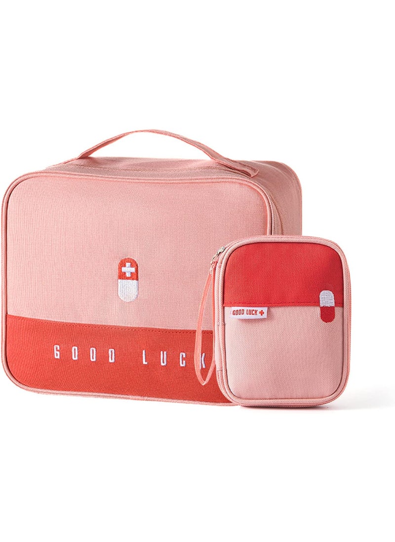 First Aid Bag Empty, Emergency Medic Trauma Bag, Medicine Bag for Traveling Home Hiking Camping Car Office (Large and Small, )
