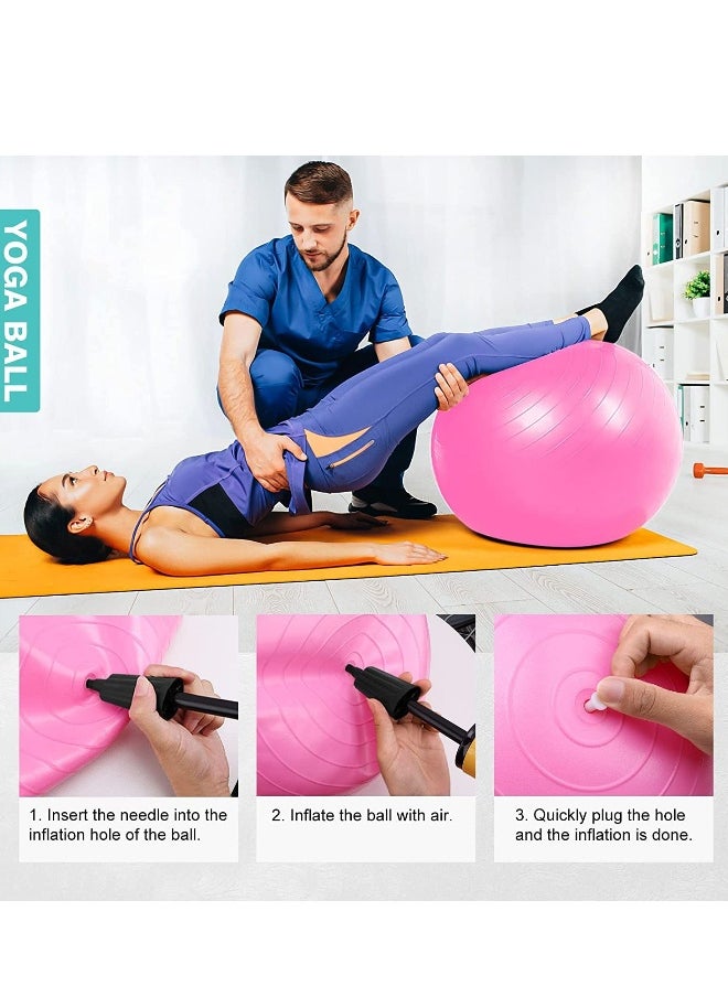 SYOSI Exercise Ball Thick Anti-Slip Anti-Burst Yoga Pilates Ball for Pregnancy Birthing Physical Therapy and Core Balance Training Fitness Balance Ball with Air Pump Suitable for Home Gym Office