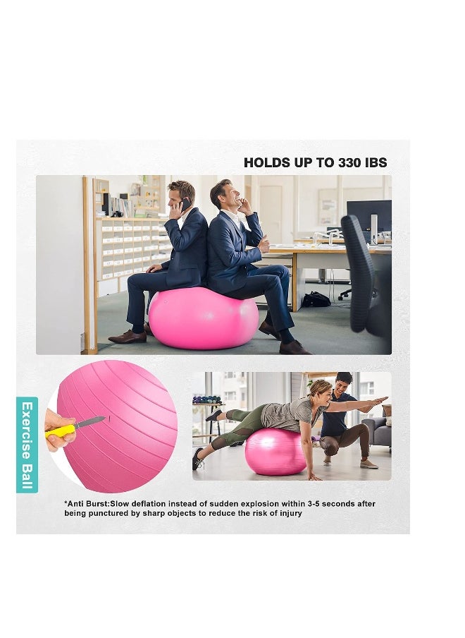 SYOSI Exercise Ball Thick Anti-Slip Anti-Burst Yoga Pilates Ball for Pregnancy Birthing Physical Therapy and Core Balance Training Fitness Balance Ball with Air Pump Suitable for Home Gym Office