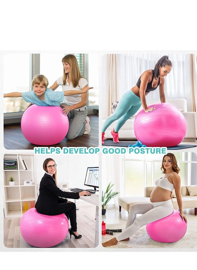 SYOSI Exercise Ball Thick Anti-Slip Anti-Burst Yoga Pilates Ball for Pregnancy Birthing Physical Therapy and Core Balance Training Fitness Balance Ball with Air Pump Suitable for Home Gym Office