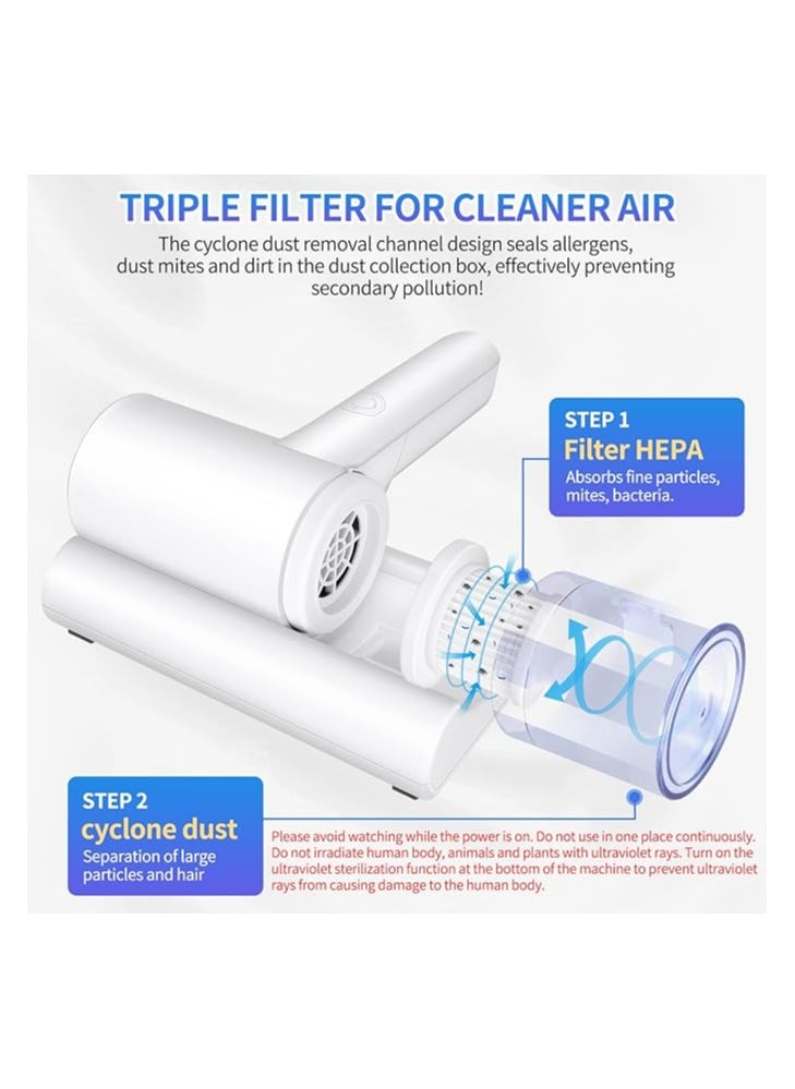 Mattress Vacuum Cleaner,Handheld Uv Bed Vacuum,Mite Removal Instrument Wireless Mite Remover Cleaning Machine For Pillows, Sheets, Mattresses, Sofas, Plush Toys And Other Fabric Surfaces