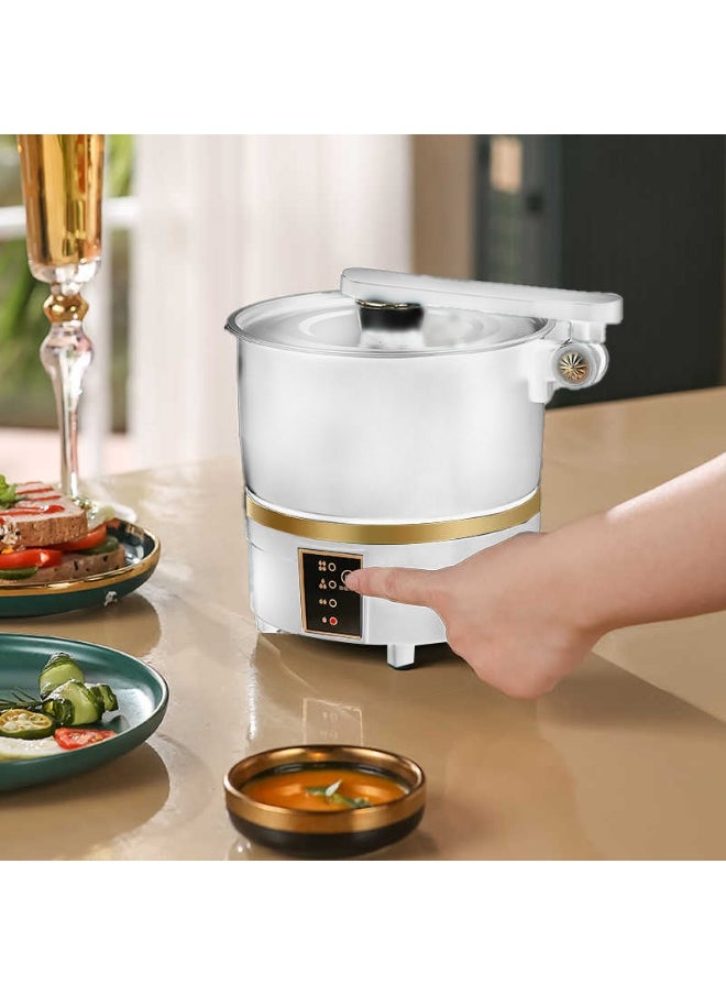 Multifunctional Electric Cooker 2-in-1 Hot Pot & Frying Pan – 750W Non-Stick Portable Cooker with Lid, 2L Stainless Steel, Compact for Dorm, Travel, Office & Small Kitchen Use (White)