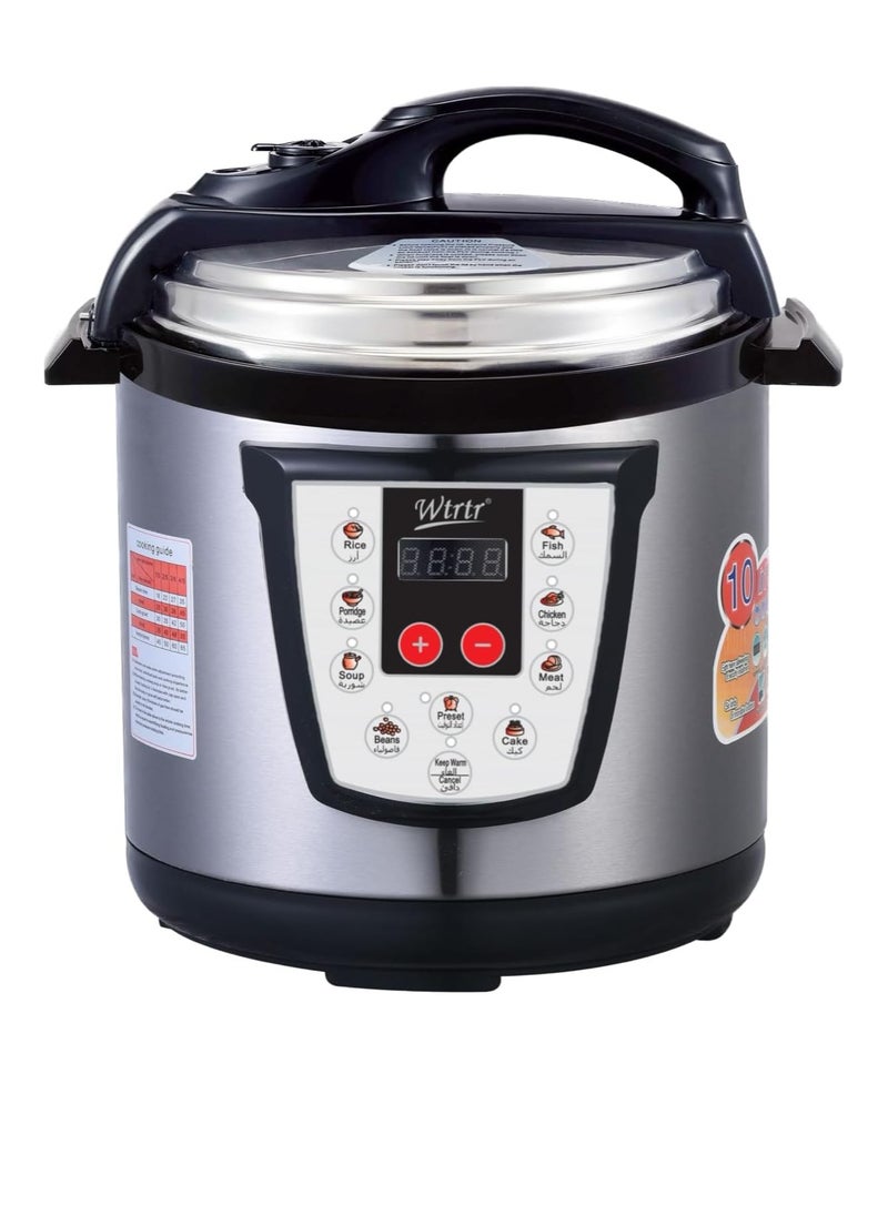 6L Electric Pressure Cooker – 1000W Multi-Function Cooker, Rice, Slow, Yogurt, Cake Maker, Steamer & Warmer – Silver