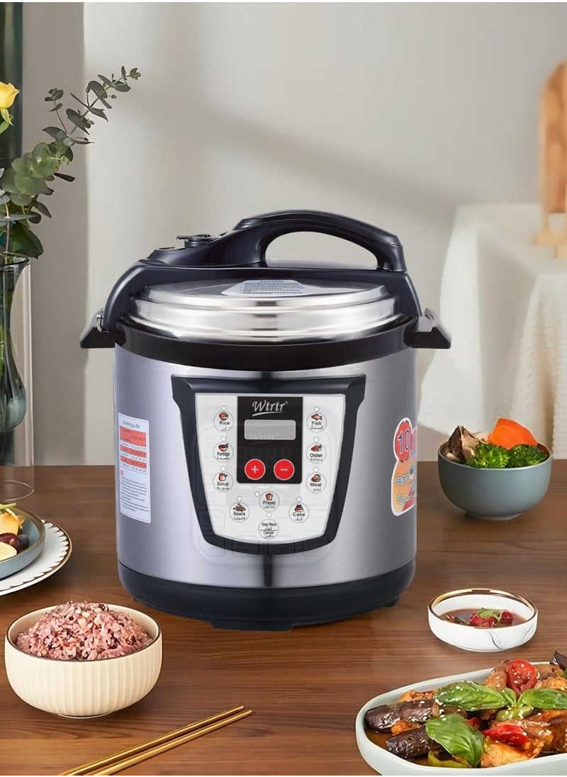 6L Electric Pressure Cooker – 1000W Multi-Function Cooker, Rice, Slow, Yogurt, Cake Maker, Steamer & Warmer – Silver