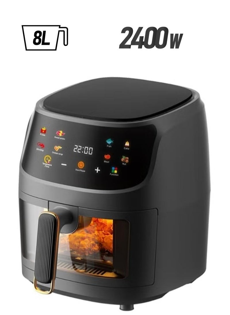 Air Fryer 8 Liter 2400W Extra Large Capacity Digital Touch Control Panel 8 Different Menu with Temperature Adjustable Instant Pot
