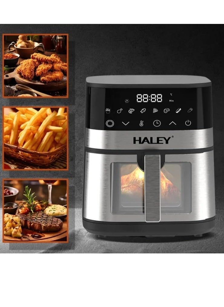 Wtrtr HALEY Air Fryer 7L with Window, 2000W stainless steel air fryer oven led touch screen oilless, ptfe free, dishwasher safe,2 Years Warranty (7L)