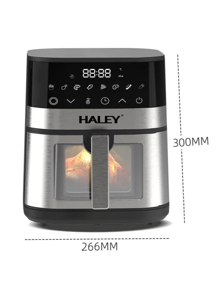 Wtrtr HALEY Air Fryer 7L with Window, 2000W stainless steel air fryer oven led touch screen oilless, ptfe free, dishwasher safe,2 Years Warranty (7L)