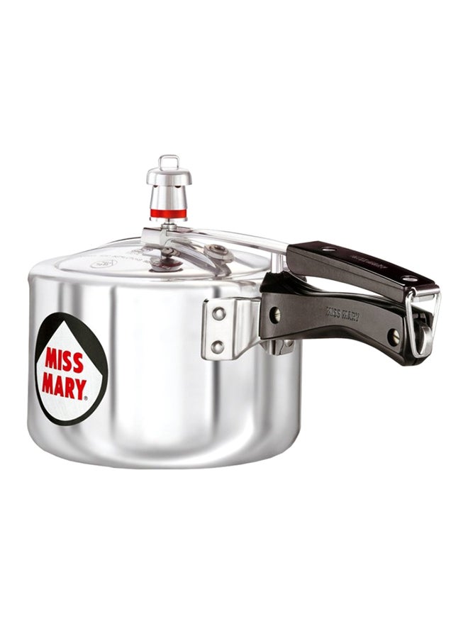 2.5 Liters Miss Mary Stainless Steel Pressure Cooker,With Inner Lid,Silver Silver/Red/Black
