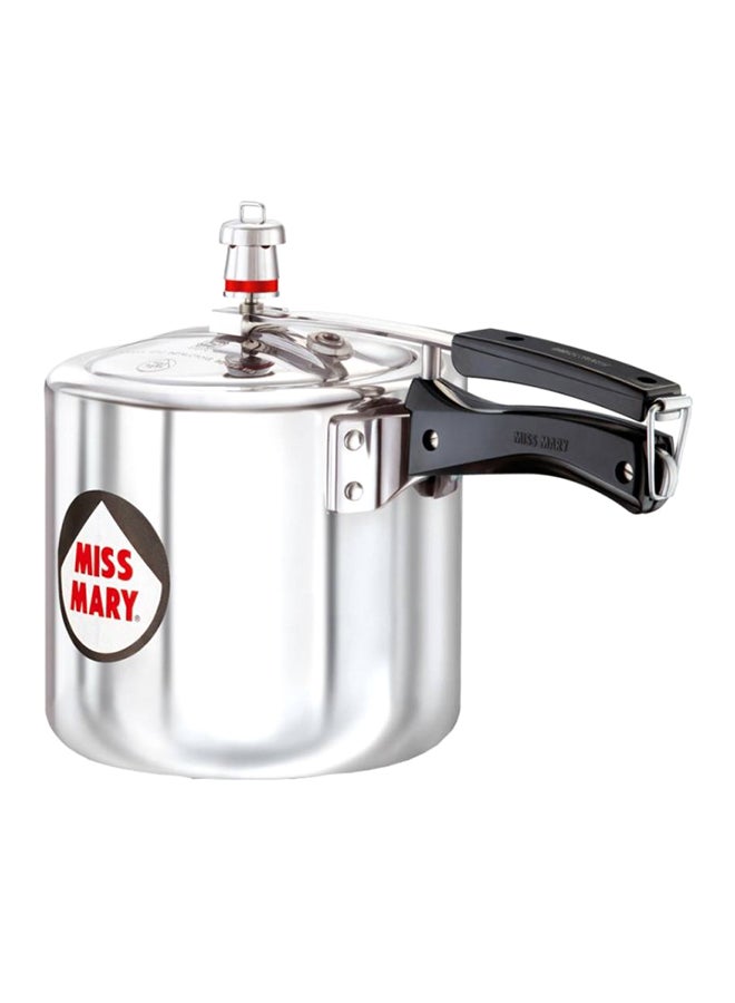 3.5 Liters Miss Mary Aluminium Pressure Cooker,Silver Silver/Red/Black