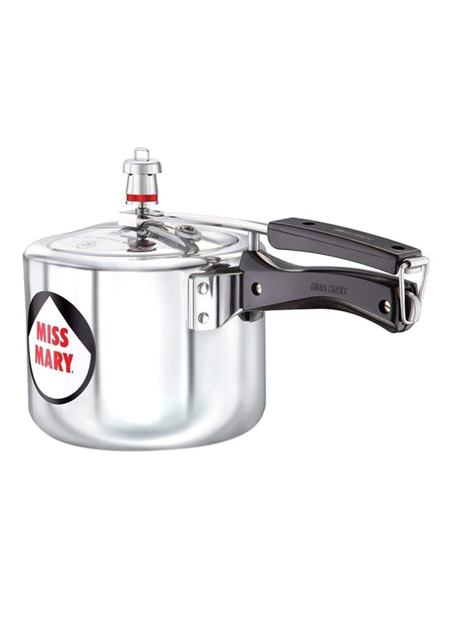 3 Liters Miss Mary Aluminium Pressure Cooker With Inner Lid,Silver Silver/Red/Black