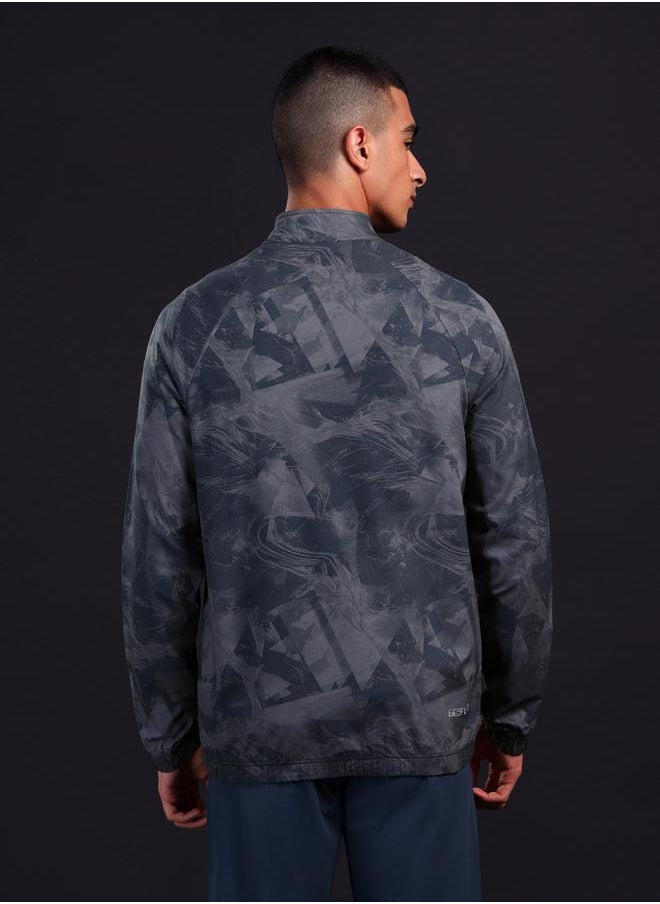 Men Printed Slim Fit Mock Neck Sports Jacket with TS FLEXI by Styli