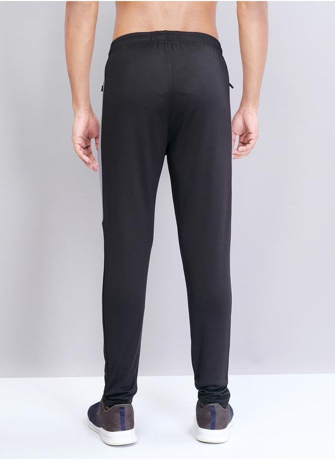 Men Solid Slim Fit Track Pants with TECHNO DRY