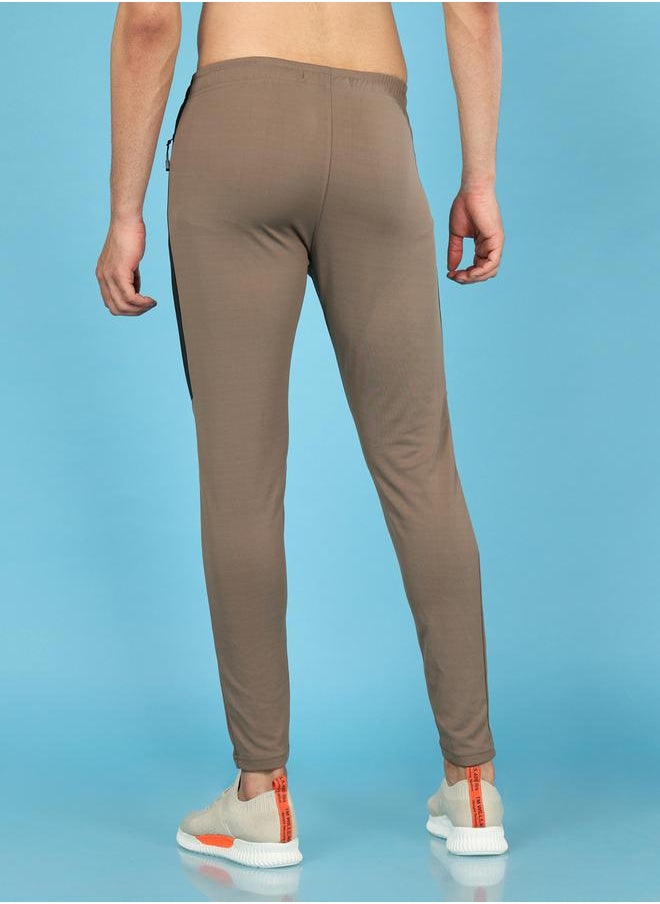Men Solid Slim Fit Track Pants with TECHNO DRY