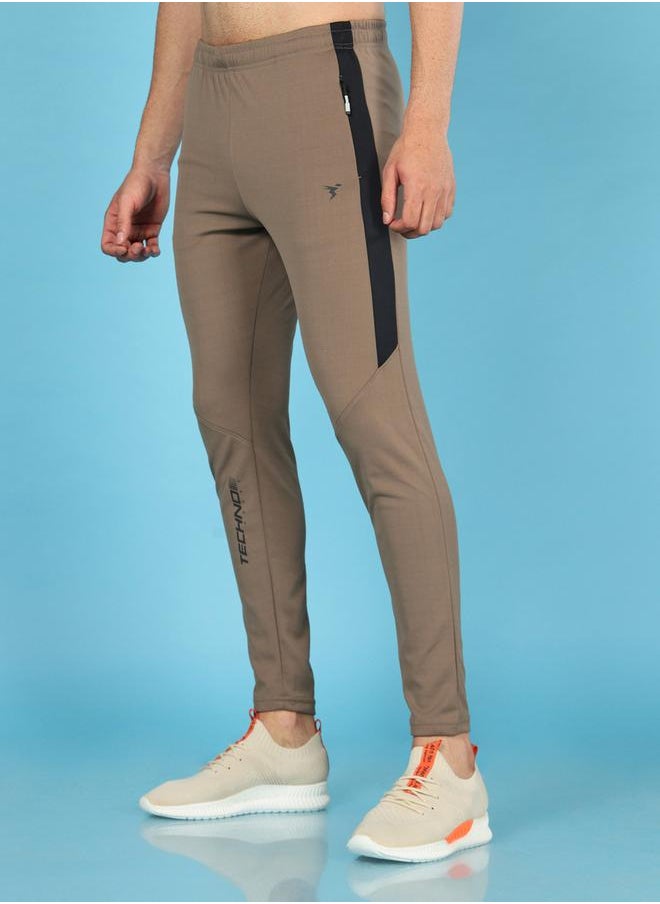 Men Solid Slim Fit Track Pants with TECHNO DRY