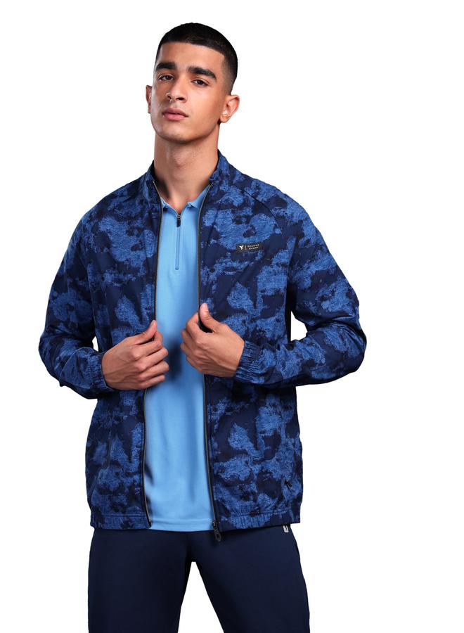 Men Printed Slim Fit Mock Neck Sports Jacket with TS FLEXI by Styli