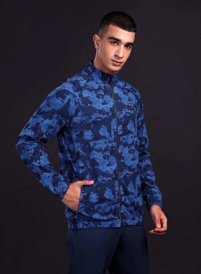 Men Printed Slim Fit Mock Neck Sports Jacket with TS FLEXI by Styli