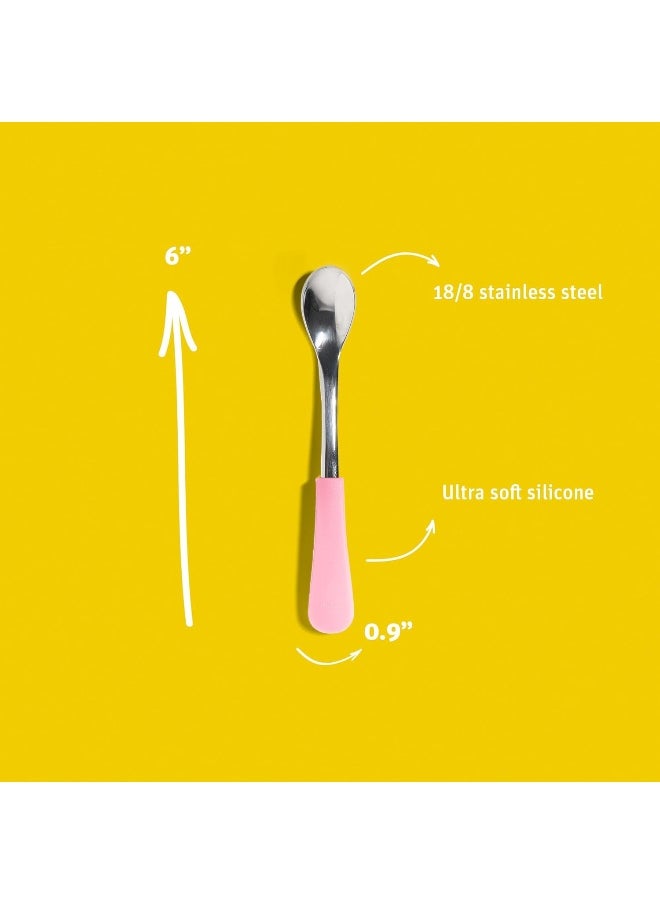 Stainless Steel Infant Spoons - First Stage Spoons - 4 Months and Older - Baby Led Weaning - Stainless Steel Utensils - 6