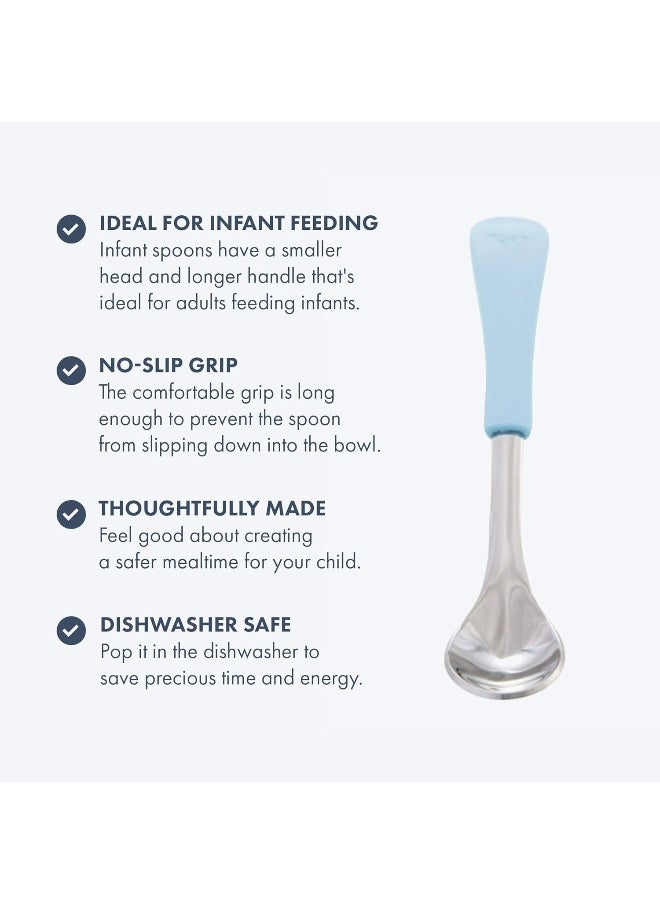 Avanchy Stainless Steel Infant Spoons - First Stage Spoons - 4 Months and Older - Baby Led Weaning - Stainless Steel Utensils - 6