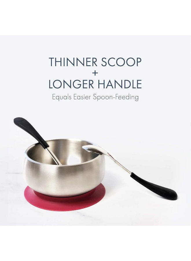 Avanchy Stainless Steel Infant Spoons - First Stage Spoons - 4 Months and Older - Baby Led Weaning - Stainless Steel Utensils - 6