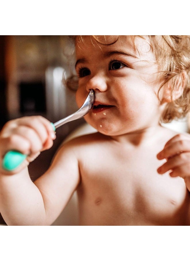 Avanchy Stainless Steel Infant Spoons - First Stage Spoons - 4 Months and Older - Baby Led Weaning - Stainless Steel Utensils - 6