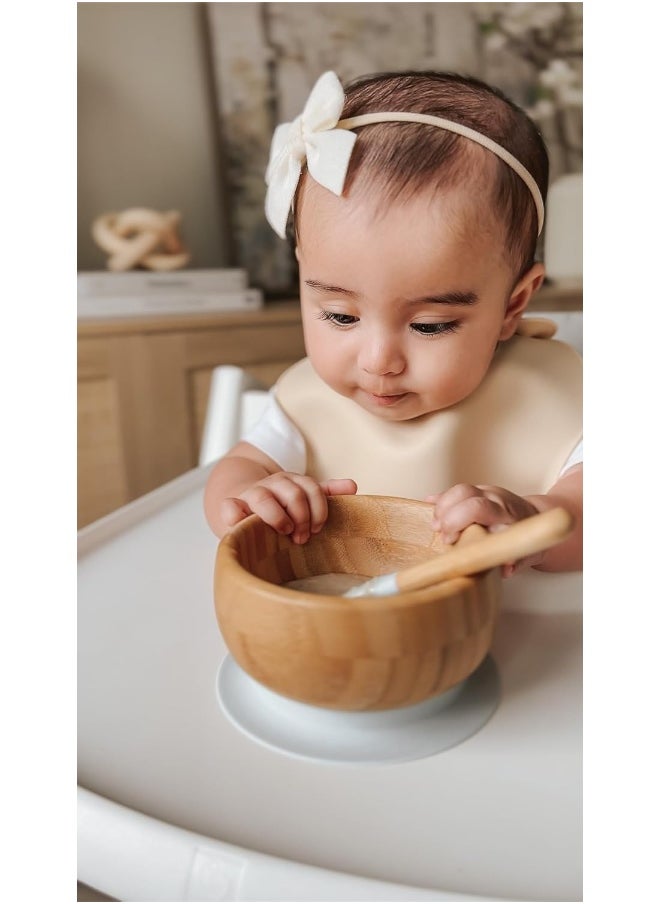 Avanchy Baby Spoons Bamboo and Silicone Set, Self Feeding Food Utensils, 4 Months Baby Led Weaning, 2 Pack Gray