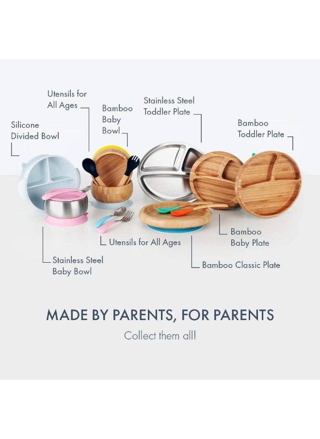 Avanchy First Stage Baby Feeding Spoons Natural Bamboo Soft Silicone Soft Tip Baby Spoon, Training Spoon Holds, Travel Gift Set for Baby – 2 Pack