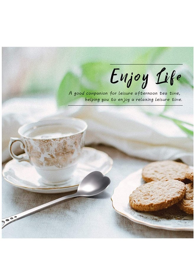 12 Pcs Heart Shaped Stainless Steel Tea Spoon Flatware Set 5.7 Inch Coffee Spoon Premium Stainless Steel Coffee Spoons Sugar Spoons Ice Cream Cake Dessert Spoon Stirring Spoon for Home Restaurant