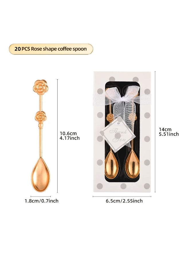 20 Pcs Teaspoons, Gold Rose-shaped Coffee Spoon Teaspoon, Teaspoon Gift Set for Wedding Gift, Bridal Shower, Baby Shower Favors, Drink Spoon Gifts and Souvenirs for Guests (10 Packs)