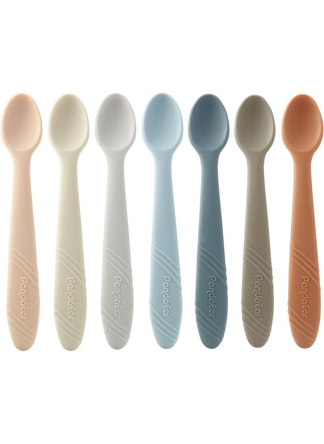 PandaEar 7 Pack Silicone Baby Feeding Spoons