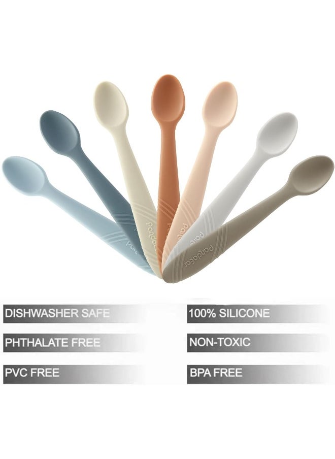 PandaEar 7 Pack Silicone Baby Feeding Spoons