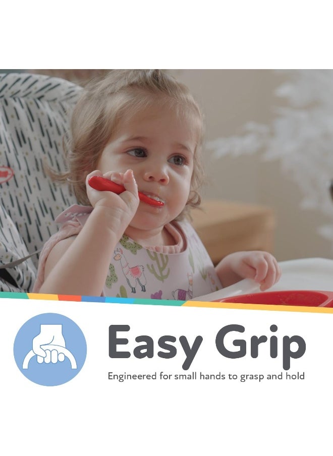 Nuby Baby First Spoon Set - Silicone - Easy to Grasp and Hold - 3 Pack - 6 plus Months