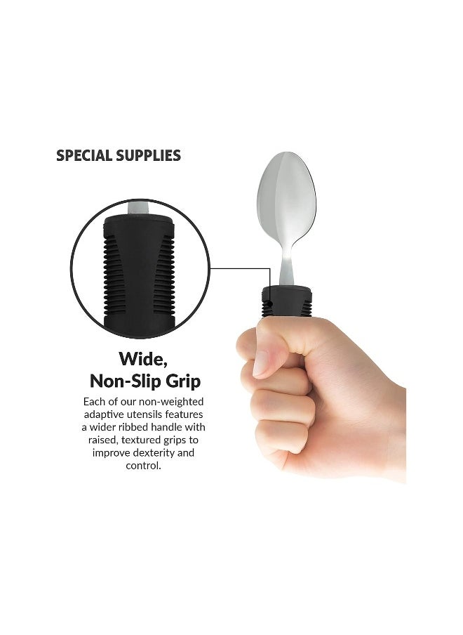 Extra Wide Handles Easy Grip Cutlery Set Chunky Handles Corfort Grips Disability Ideal Dining aid for Elderly Disabled Arthritis Parkinson's Disease Tremors Sufferers 4PCS Black