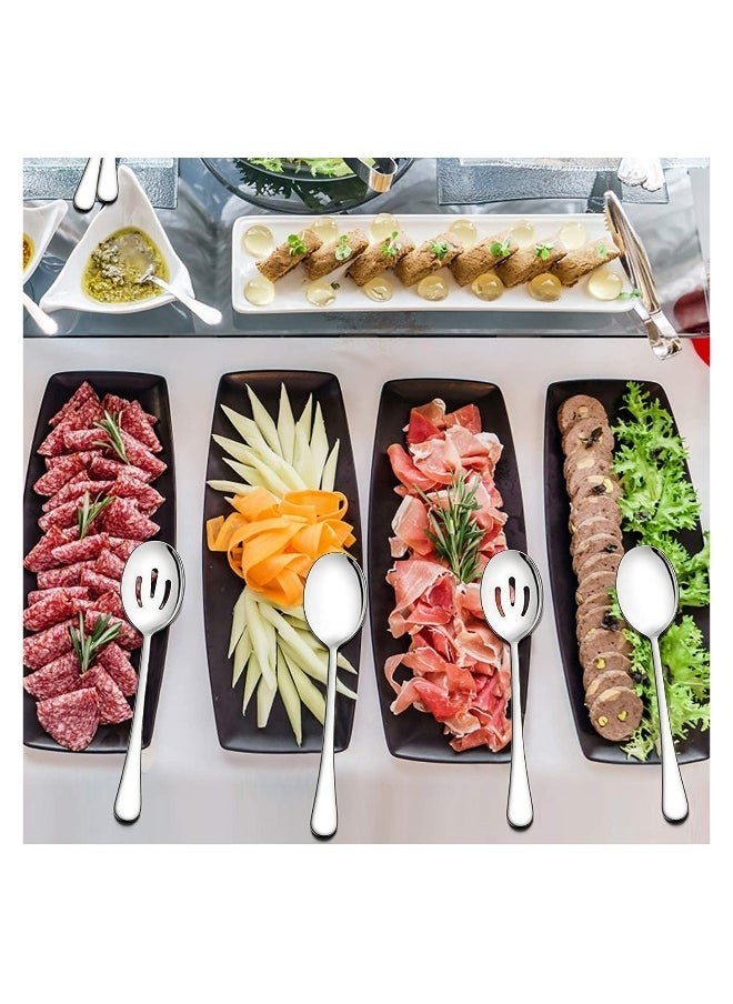 6-Piece Serving Spoon Set, 8.7-Inch Metal Utensils, 3 Slotted and 3 Solid Spoons, Ideal for Buffets and Banquets, Perfect Cutlery Set for Home and Kitchen Use