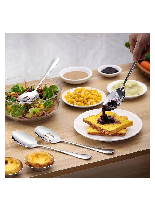 6-Piece Serving Spoon Set, 8.7-Inch Metal Utensils, 3 Slotted and 3 Solid Spoons, Ideal for Buffets and Banquets, Perfect Cutlery Set for Home and Kitchen Use