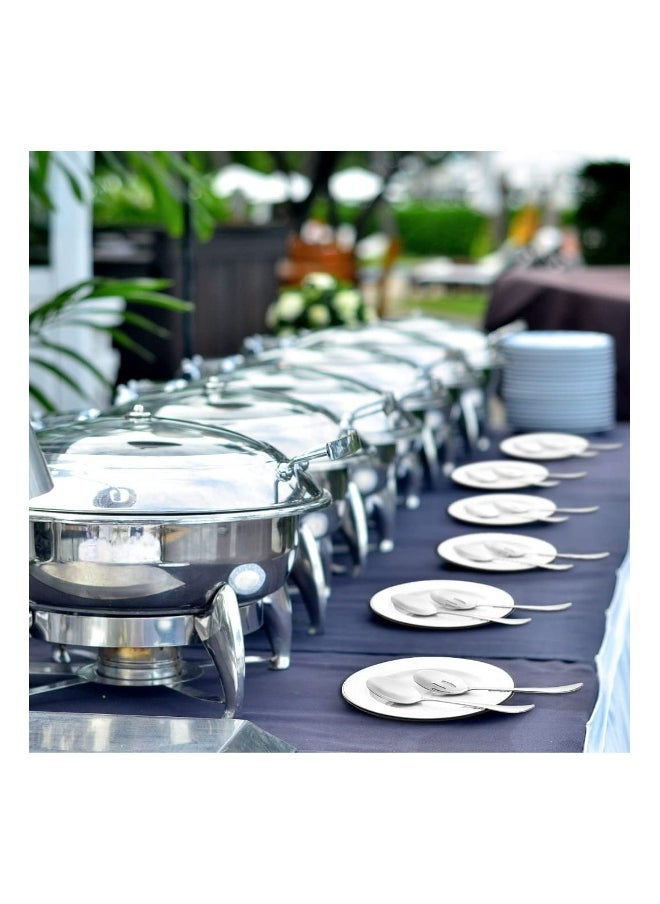 6-Piece Serving Spoon Set 8.7-Inch Metal Utensils 3 Slotted and 3 Solid Spoons Ideal for Buffets and Banquets Perfect Cutlery Set for Home and Kitchen Use