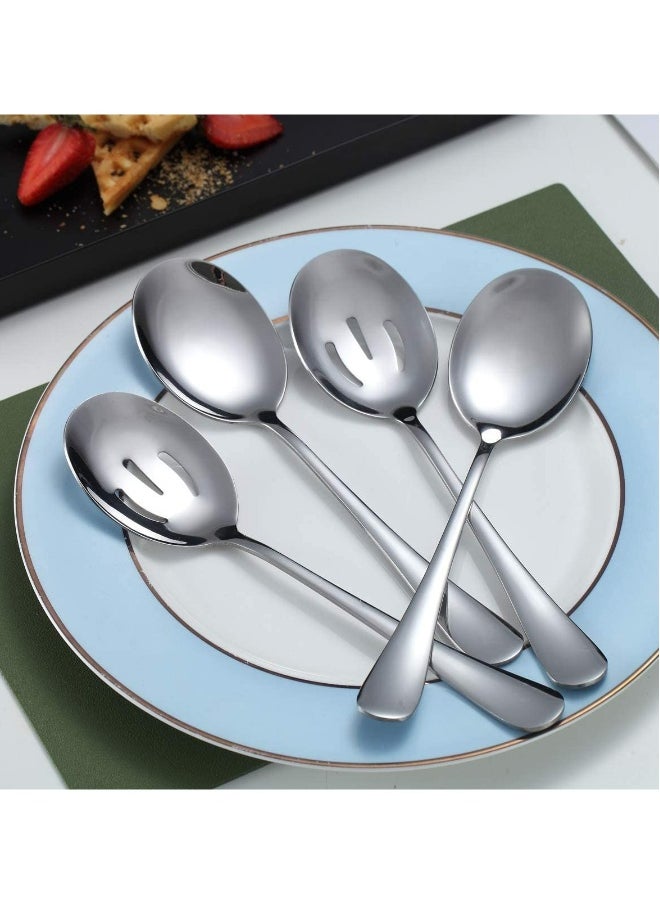6-Piece Serving Spoon Set 8.7-Inch Metal Utensils 3 Slotted and 3 Solid Spoons Ideal for Buffets and Banquets Perfect Cutlery Set for Home and Kitchen Use