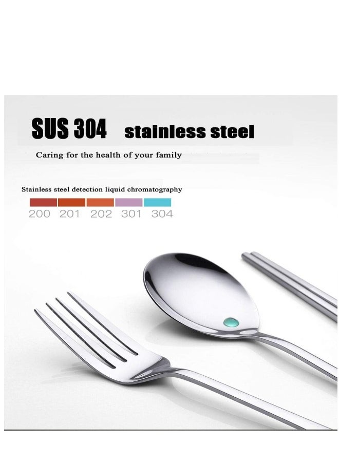 Portable Travel Utensils, Reusable Cutlery Camping Utensil Set with Case Including Stainless Steel Knife Fork Spoon Chopsticks Cleaning Brush Straws 8pcs