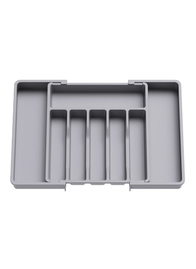 Expandable Cutlery Tray Adjustable Silverware Organizer for Kitchen Drawer Holds Forks Spoons and Utensils Grey