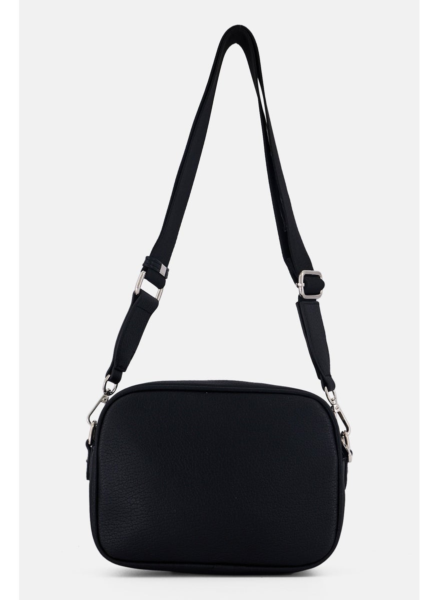 Women Brand Logo Crossbody Bag, Black/Beige