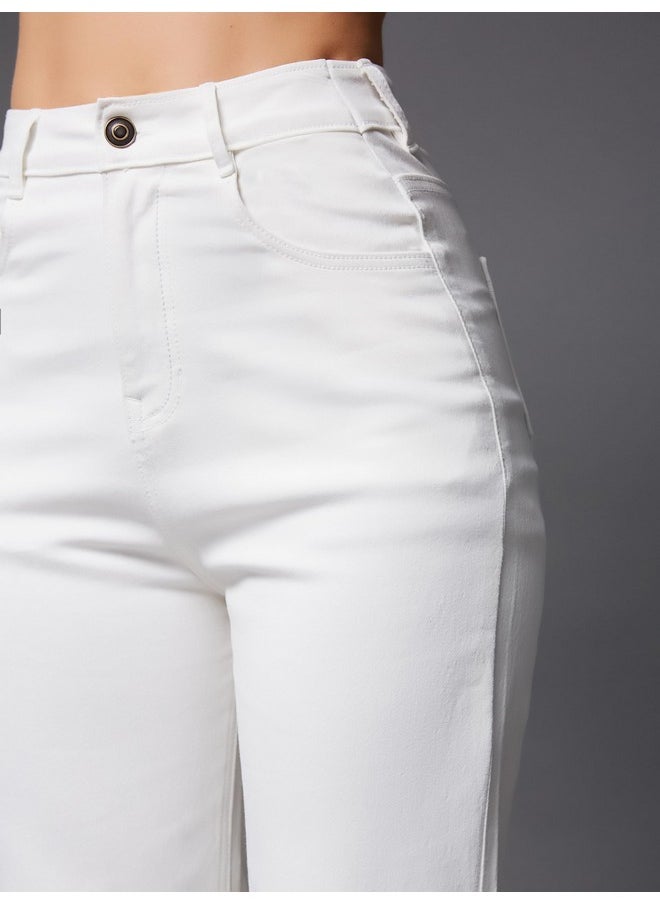 Miss Chase Women's Bootcut High Rise Clean Look Regular-Length Stretchable Denim Jeans (MCSS23DEN89-10-82-36, White, 36)