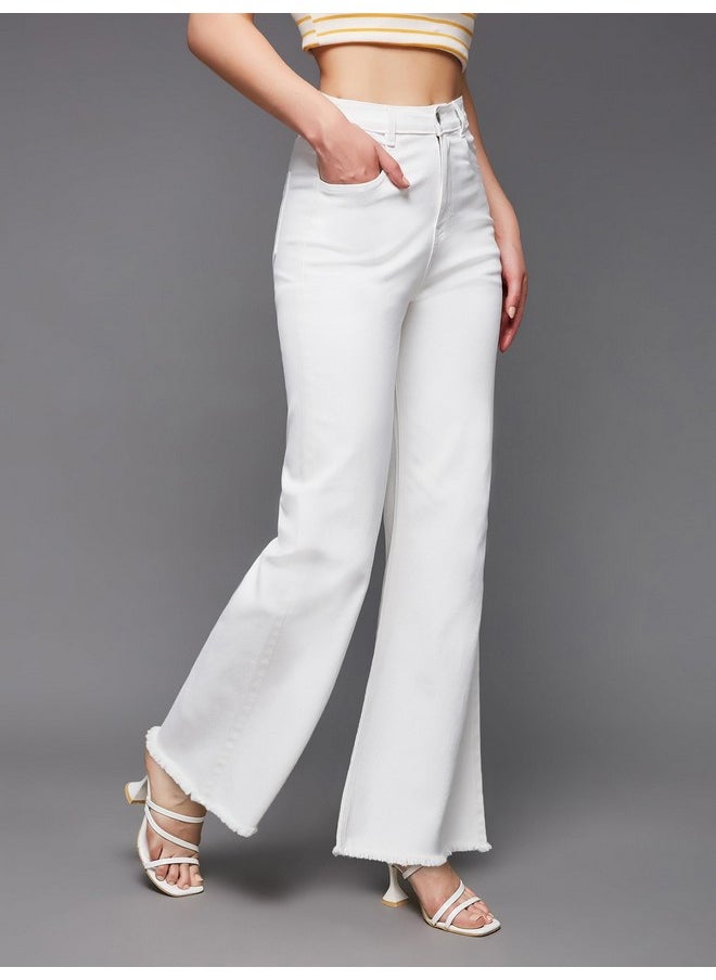 Miss Chase Women's Bootcut High Rise Clean Look Regular-Length Stretchable Denim Jeans (MCSS23DEN89-10-82-36, White, 36)