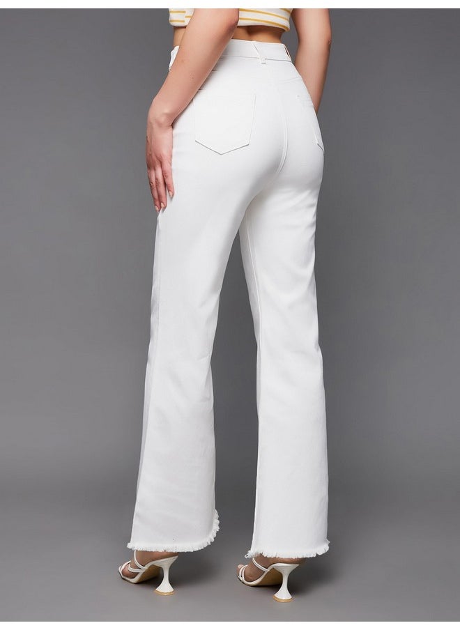 Miss Chase Women's Bootcut High Rise Clean Look Regular-Length Stretchable Denim Jeans (MCSS23DEN89-10-82-36, White, 36)