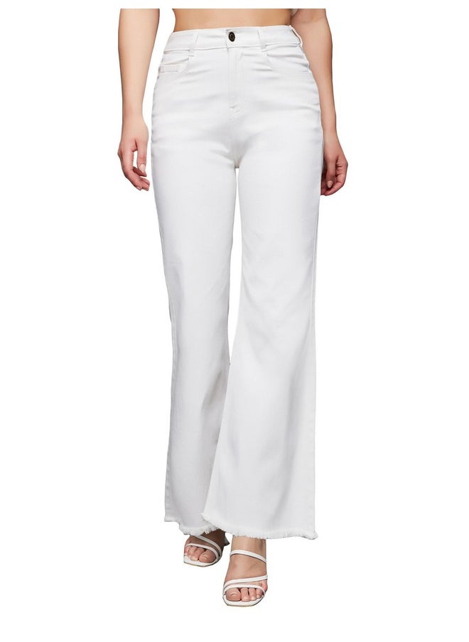 Miss Chase Women's Bootcut High Rise Clean Look Regular-Length Stretchable Denim Jeans (MCSS23DEN89-10-82-36, White, 36)